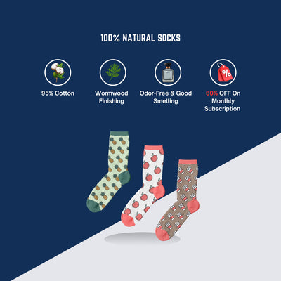 Happy Cotton Socks – 3 Pairs, New Design Every Month